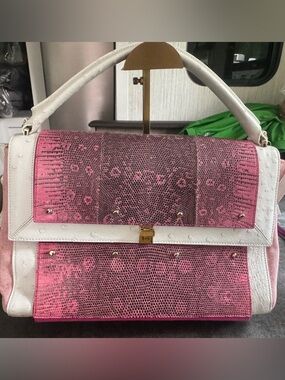 Dee Ocleppo Ostrich and Lizard 3 Ways To Wear Bag NEW